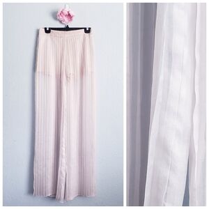 DO+BE Cream Pleated Sheer Wide Leg Pants